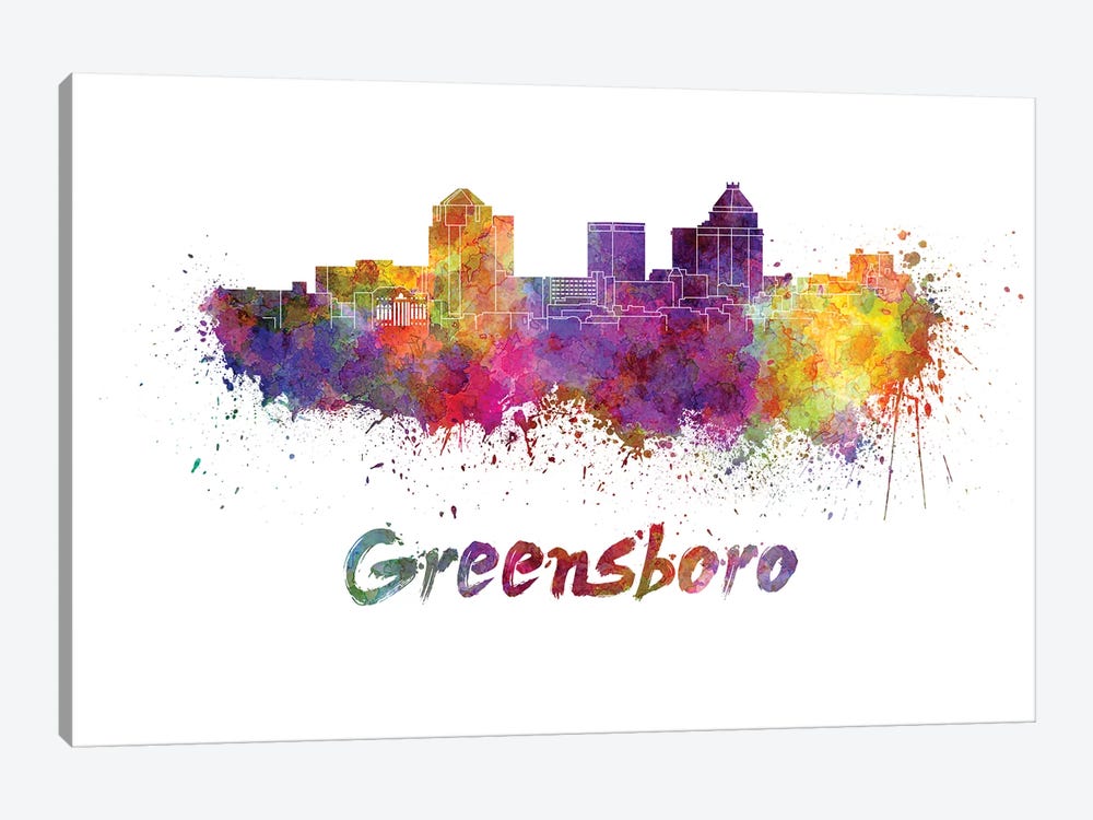 Greensboro Skyline In Watercolor by Paul Rommer 1-piece Art Print