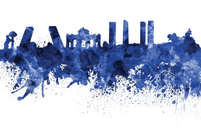 Madrid Skyline In Blue by Paul Rommer multi panel art