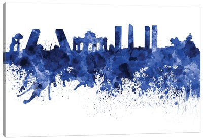 Madrid Skyline In Blue Canvas Art Print - Community Of Madrid Art