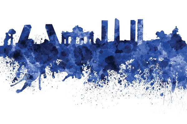 Community Of Madrid: Madrid Skyline In Blue by Paul Rommer