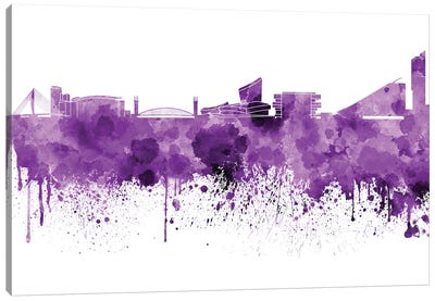 Manchester Skyline In Lilac Canvas Art Print - Manchester Art