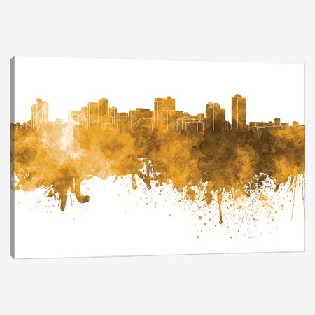 Manila Skyline In Yellow Canvas Print #PUR3090} by Paul Rommer Canvas Art
