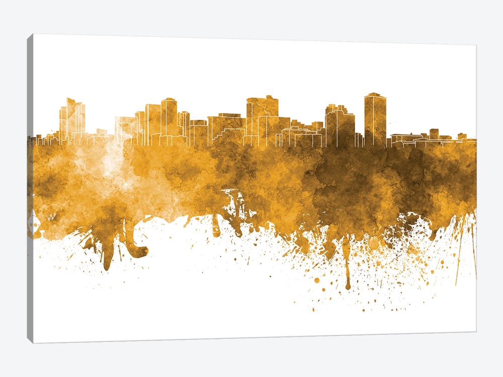 Manila Skyline In Yellow by Paul Rommer 1-piece Canvas Art Print