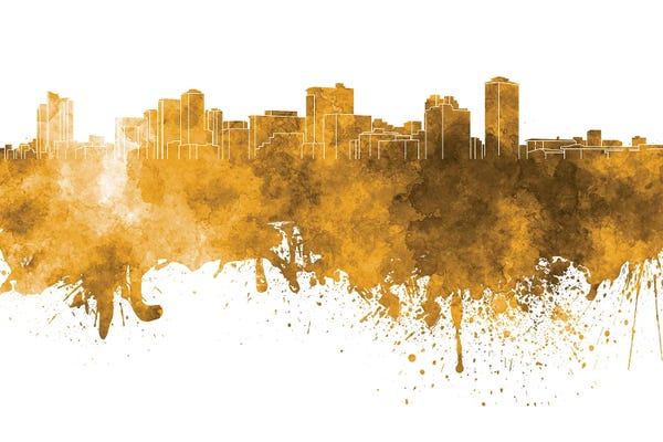 Manila: Manila Skyline In Yellow by Paul Rommer