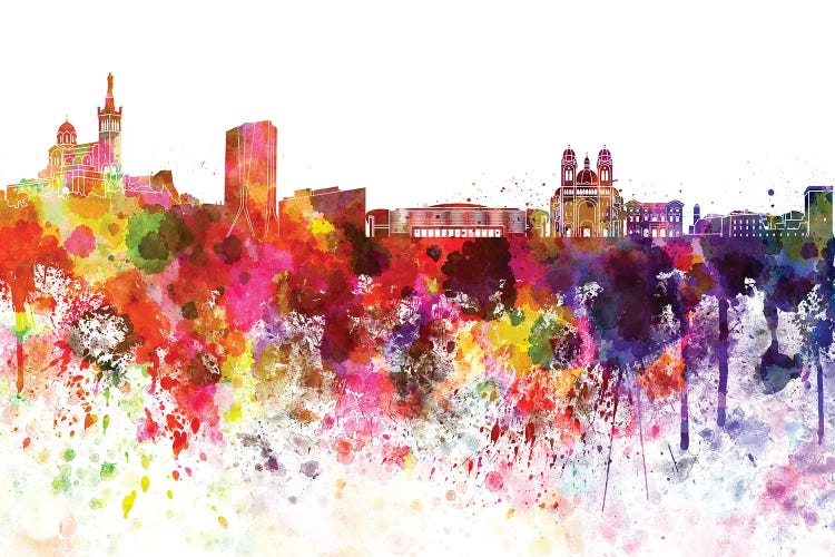 Marseilles Skyline In Watercolor