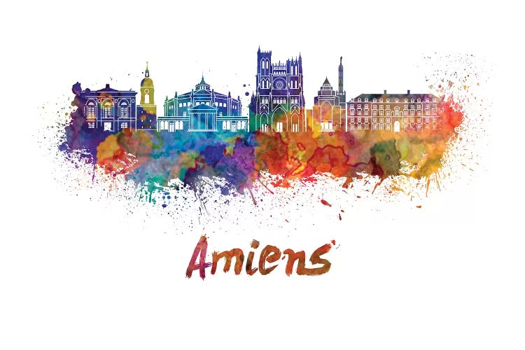 Amiens Skyline In Watercolor by Paul Rommer wall art
