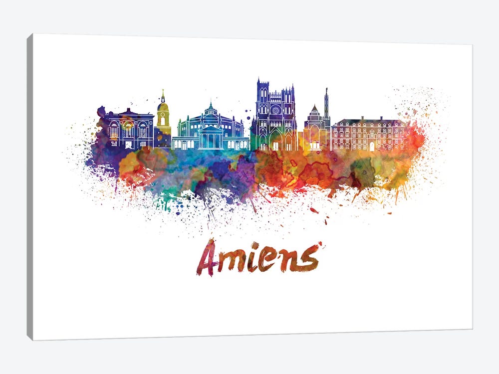 Amiens Skyline In Watercolor by Paul Rommer 1-piece Canvas Print
