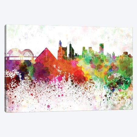 Memphis Skyline In Watercolor Canvas Print #PUR3103} by Paul Rommer Canvas Art