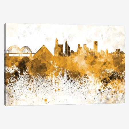 Memphis Skyline In Yellow Canvas Print #PUR3106} by Paul Rommer Canvas Art Print