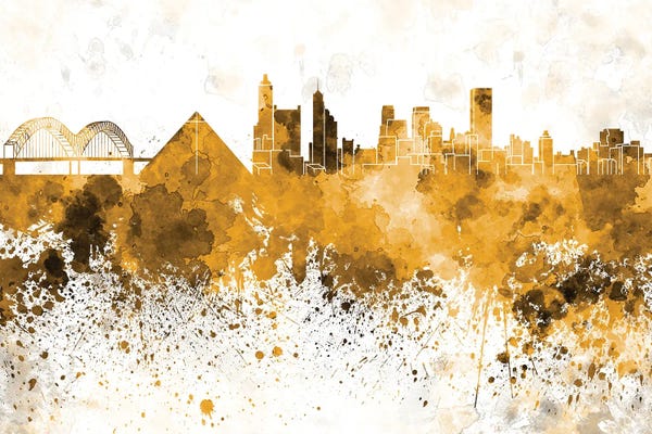 Tennessee: Memphis Skyline In Yellow by Paul Rommer