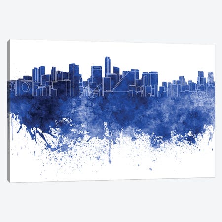 Mexico City Skyline In Blue Canvas Print #PUR3112} by Paul Rommer Art Print