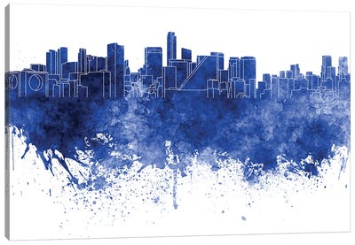 Mexico City Skyline In Blue Canvas Art Print