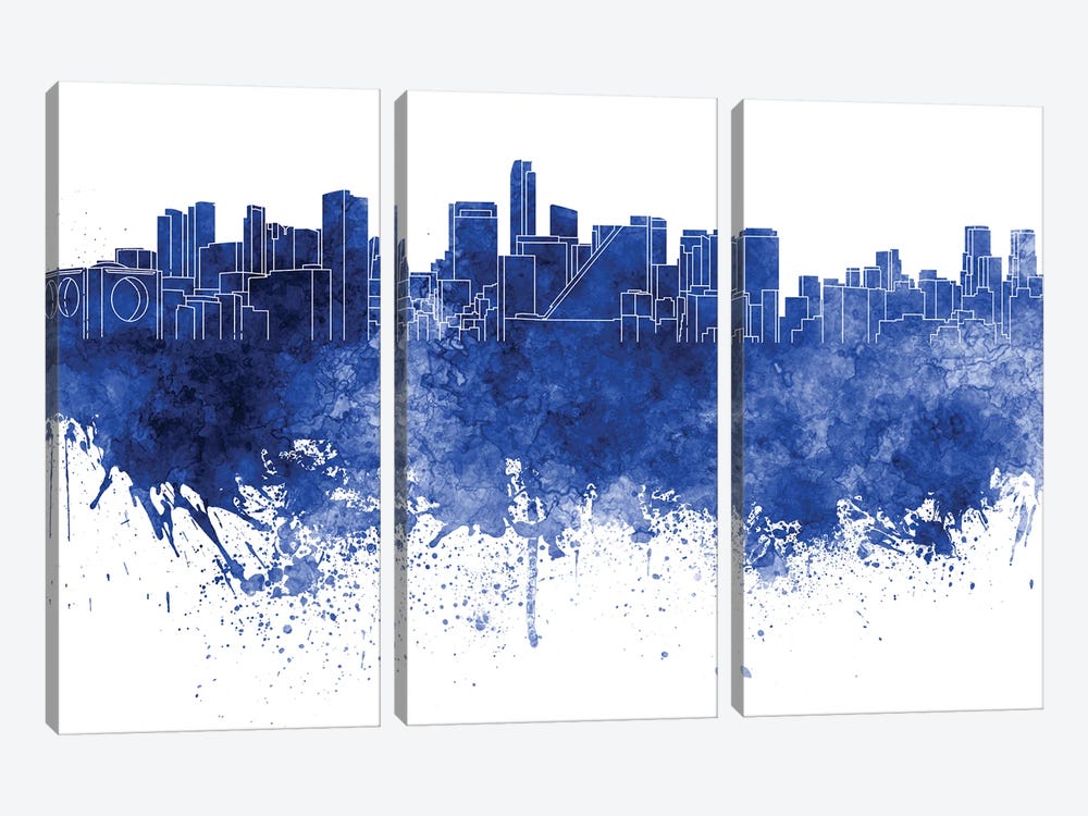 Mexico City Skyline In Blue by Paul Rommer 3-piece Canvas Artwork