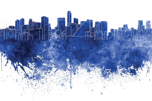 Mexico City: Mexico City Skyline In Blue by Paul Rommer