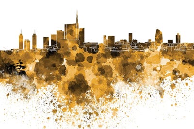 Milan Skyline In Yellow by Paul Rommer canvas print