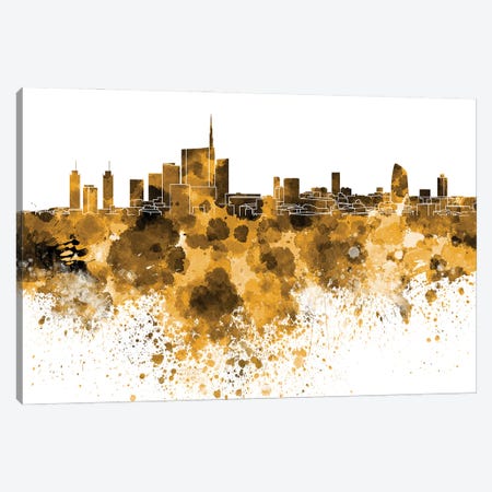 Milan Skyline In Yellow Canvas Print #PUR3122} by Paul Rommer Canvas Wall Art