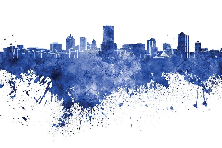 Milwaukee Skyline In Blue by Paul Rommer wall art