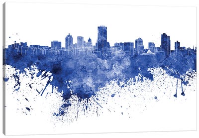 Milwaukee Skyline In Blue Canvas Art Print - Milwaukee
