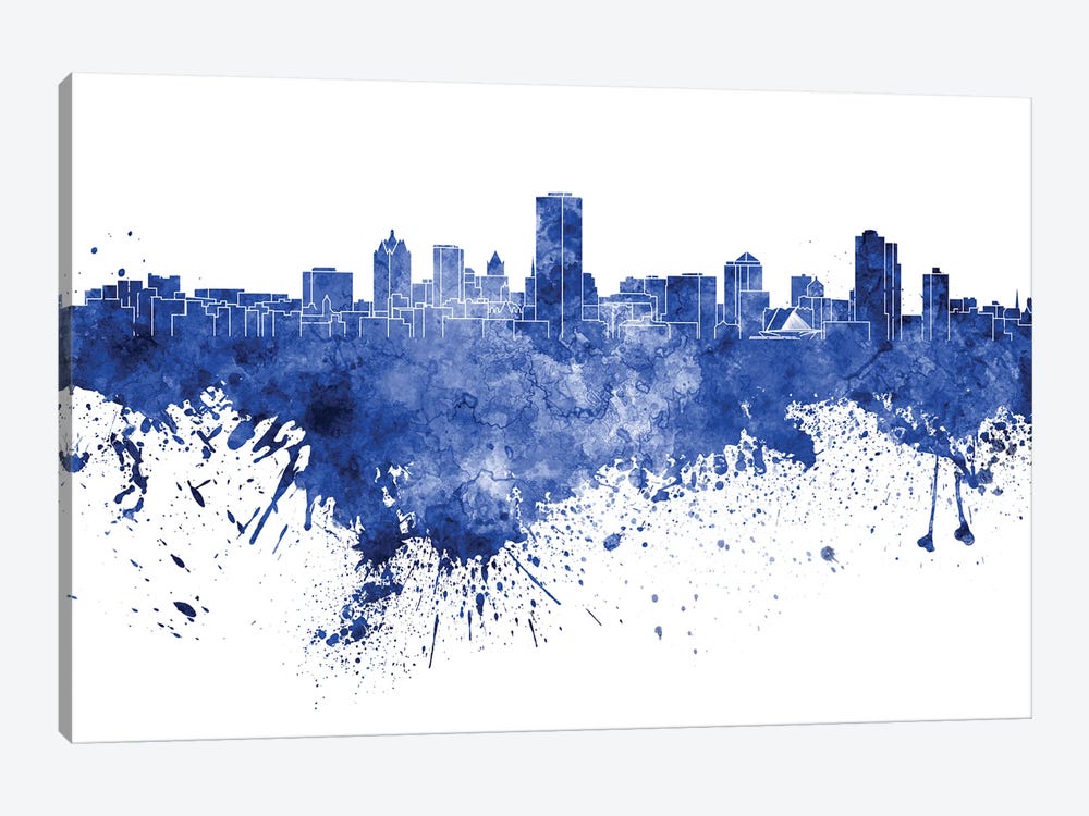 Milwaukee Skyline In Blue by Paul Rommer 1-piece Canvas Art Print