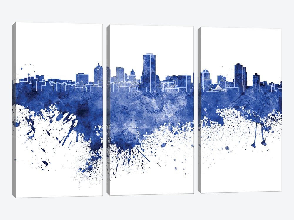 Milwaukee Skyline In Blue by Paul Rommer 3-piece Canvas Print