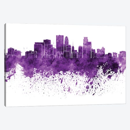 Minneapolis Skyline In Lilac Canvas Print #PUR3129} by Paul Rommer Canvas Wall Art