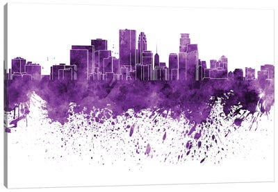Minneapolis Skyline In Lilac Canvas Art Print - Minneapolis Art