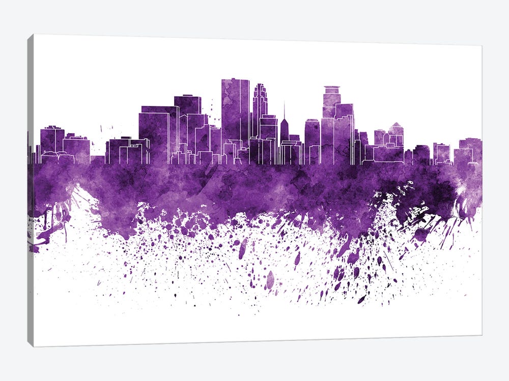 Minneapolis Skyline In Lilac by Paul Rommer 1-piece Canvas Art