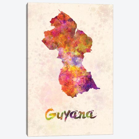 Guyana In Watercolor Canvas Print #PUR312} by Paul Rommer Canvas Art