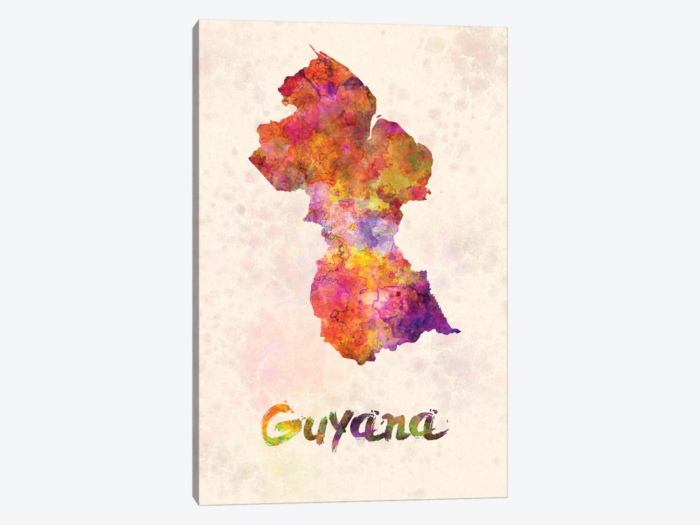 Guyana In Watercolor by Paul Rommer 1-piece Canvas Art