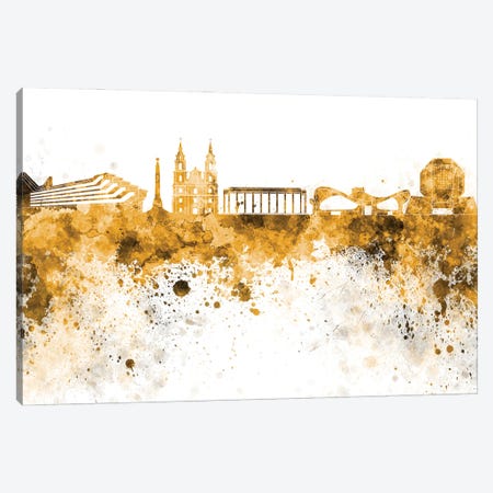 Minsk Skyline In Yellow Canvas Print #PUR3134} by Paul Rommer Canvas Artwork