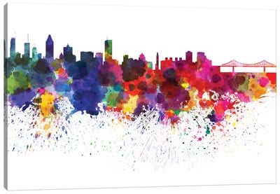 Montreal Skyline In Watercolor Canvas Art Print