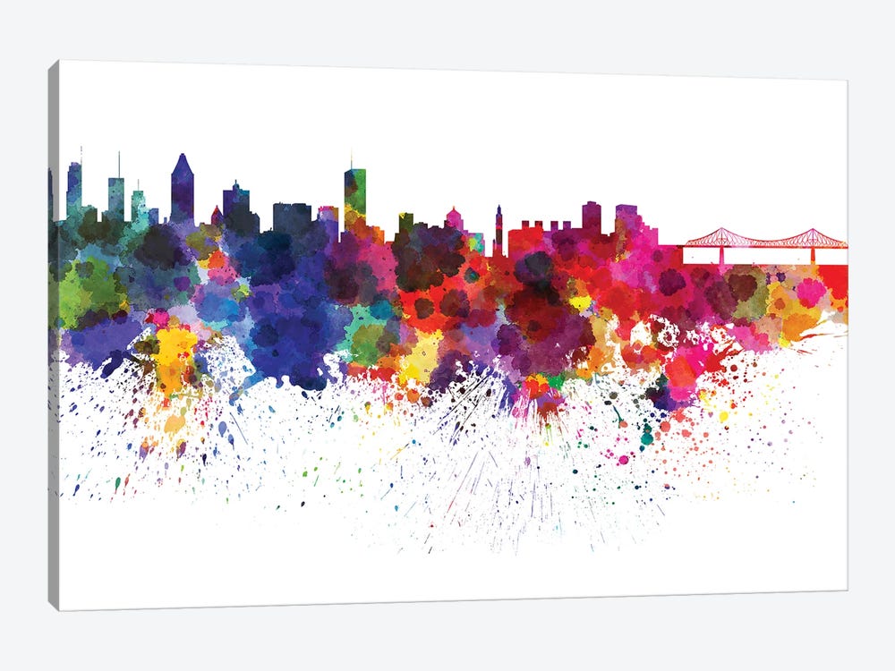 Montreal Skyline In Watercolor by Paul Rommer 1-piece Canvas Art Print
