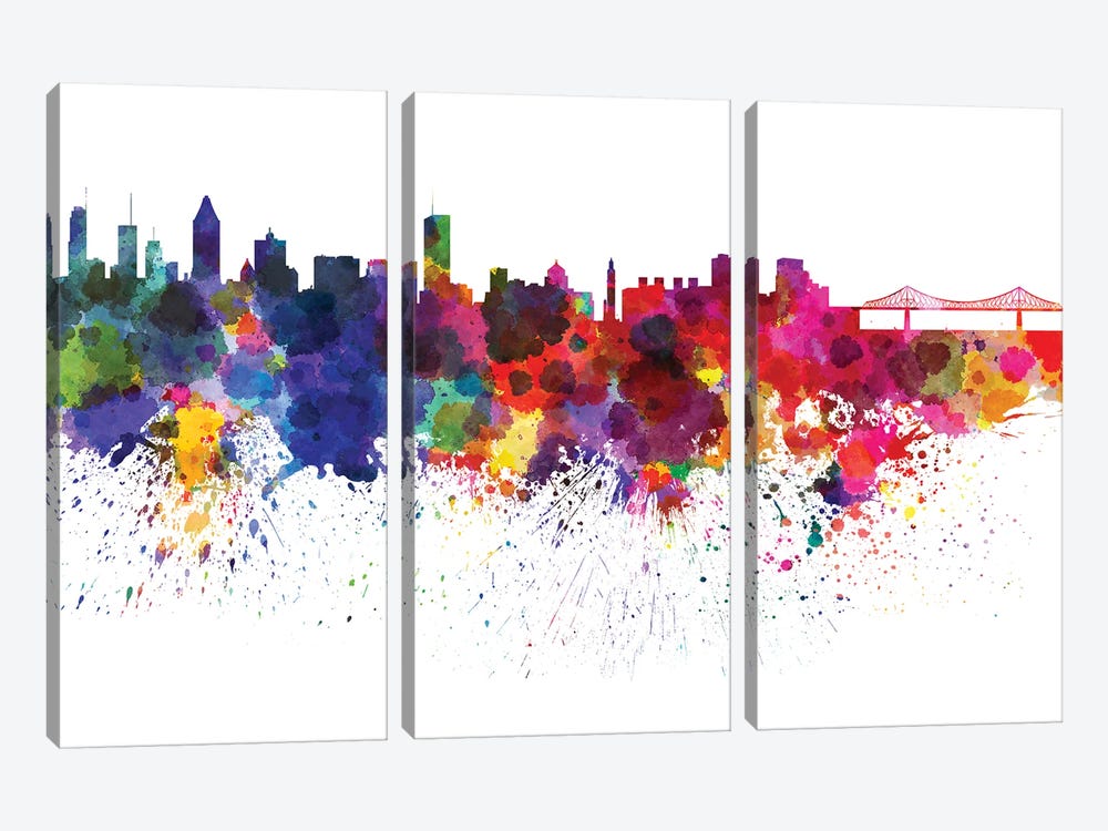 Montreal Skyline In Watercolor by Paul Rommer 3-piece Art Print