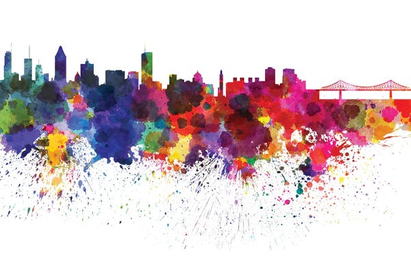 Quebec: Montreal Skyline In Watercolor by Paul Rommer