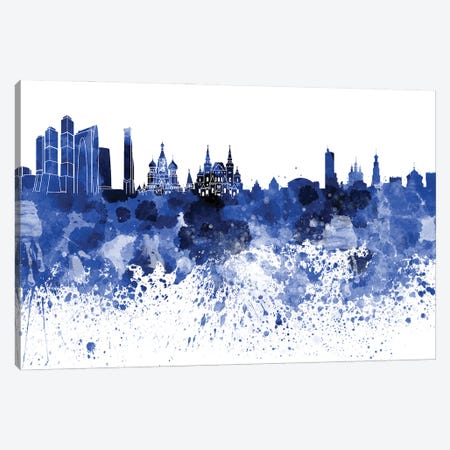 Moscow Skyline In Blue Canvas Print #PUR3148} by Paul Rommer Canvas Artwork