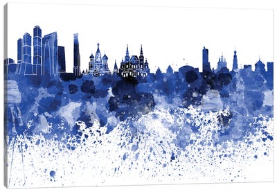 Moscow Skyline In Blue Canvas Art Print - Moscow Art
