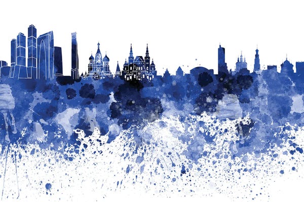 Moscow: Moscow Skyline In Blue by Paul Rommer
