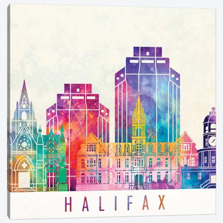 Halifax Landmarks Watercolor Poster Canvas Print #PUR314} by Paul Rommer Canvas Art Print