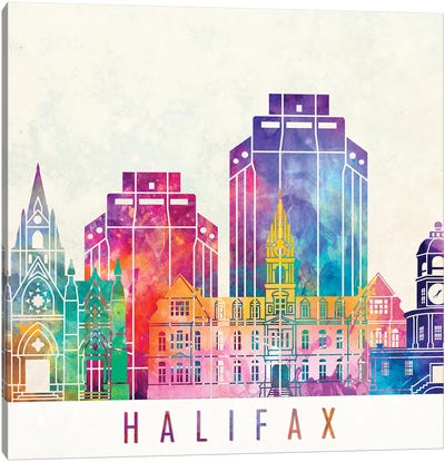 Halifax Landmarks Watercolor Poster Canvas Art Print - Nova Scotia