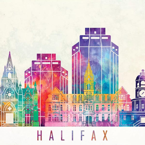 Halifax Landmarks Watercolor Poster