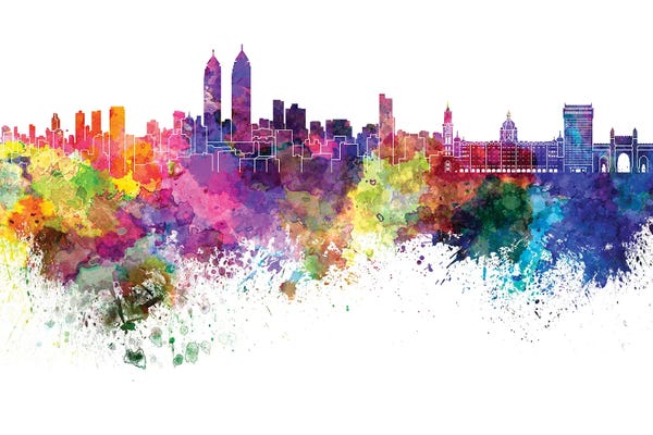 Maharashtra: Mumbai Skyline In Watercolor by Paul Rommer