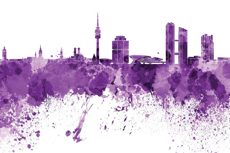 Munich Skyline In Lilac by Paul Rommer wall art