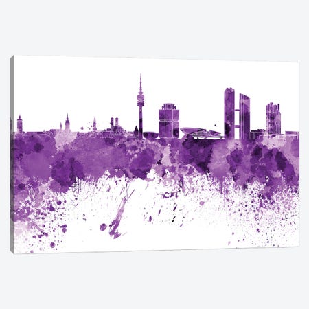 Munich Skyline In Lilac Canvas Print #PUR3157} by Paul Rommer Canvas Art