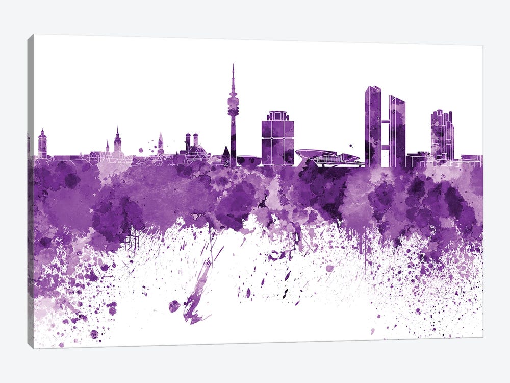 Munich Skyline In Lilac by Paul Rommer 1-piece Art Print