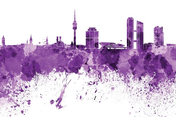 Bavaria: Munich Skyline In Lilac by Paul Rommer