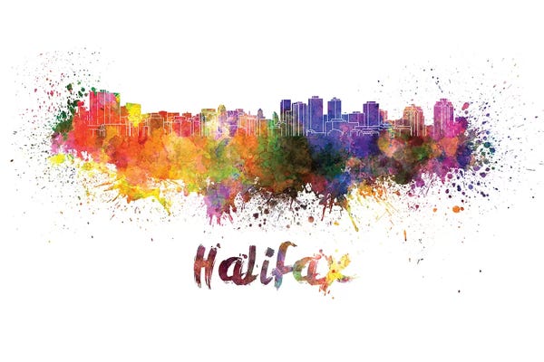 Nova Scotia: Halifax Skyline In Watercolor by Paul Rommer