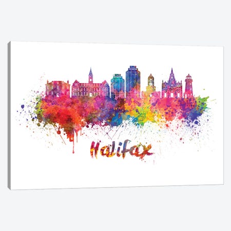 Halifax Skyline In Watercolor II Canvas Print #PUR316} by Paul Rommer Canvas Art Print