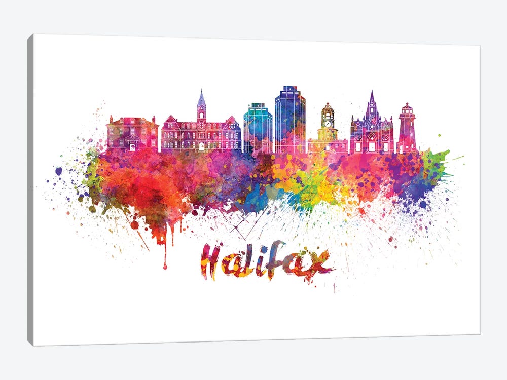 Halifax Skyline In Watercolor II by Paul Rommer 1-piece Canvas Art