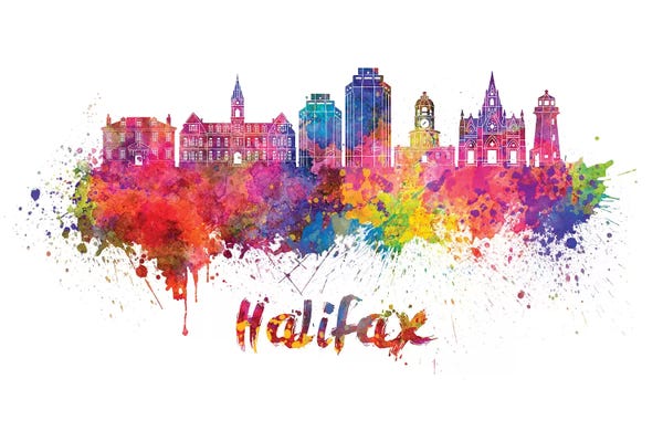 Nova Scotia: Halifax Skyline In Watercolor II by Paul Rommer