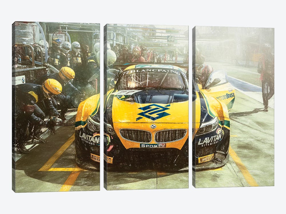 Watercolor Racing Car V-II by Paul Rommer 3-piece Canvas Print
